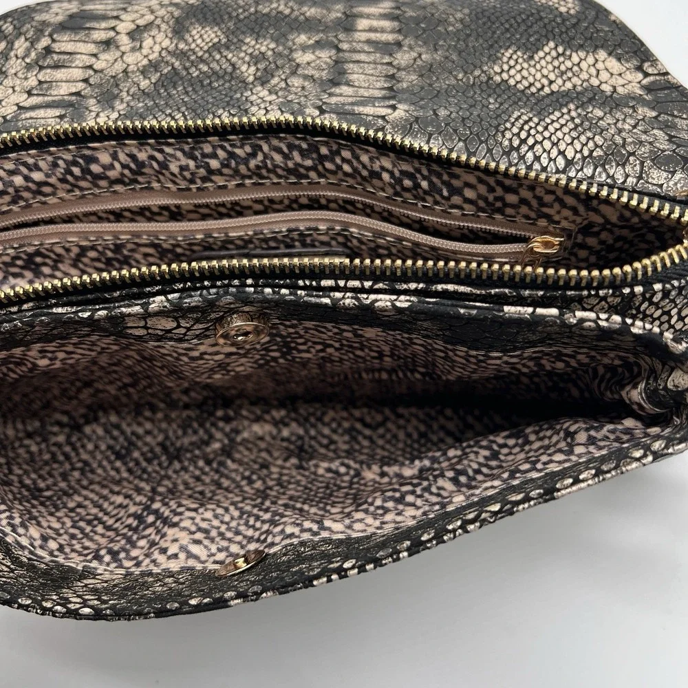 URBAN EXPRESSIONS Metallic Python Print Envelope Bag Foldover Shoulder Purse